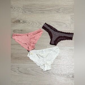Aeropostale Lace Bikini Trio in Pink, White & Maroon